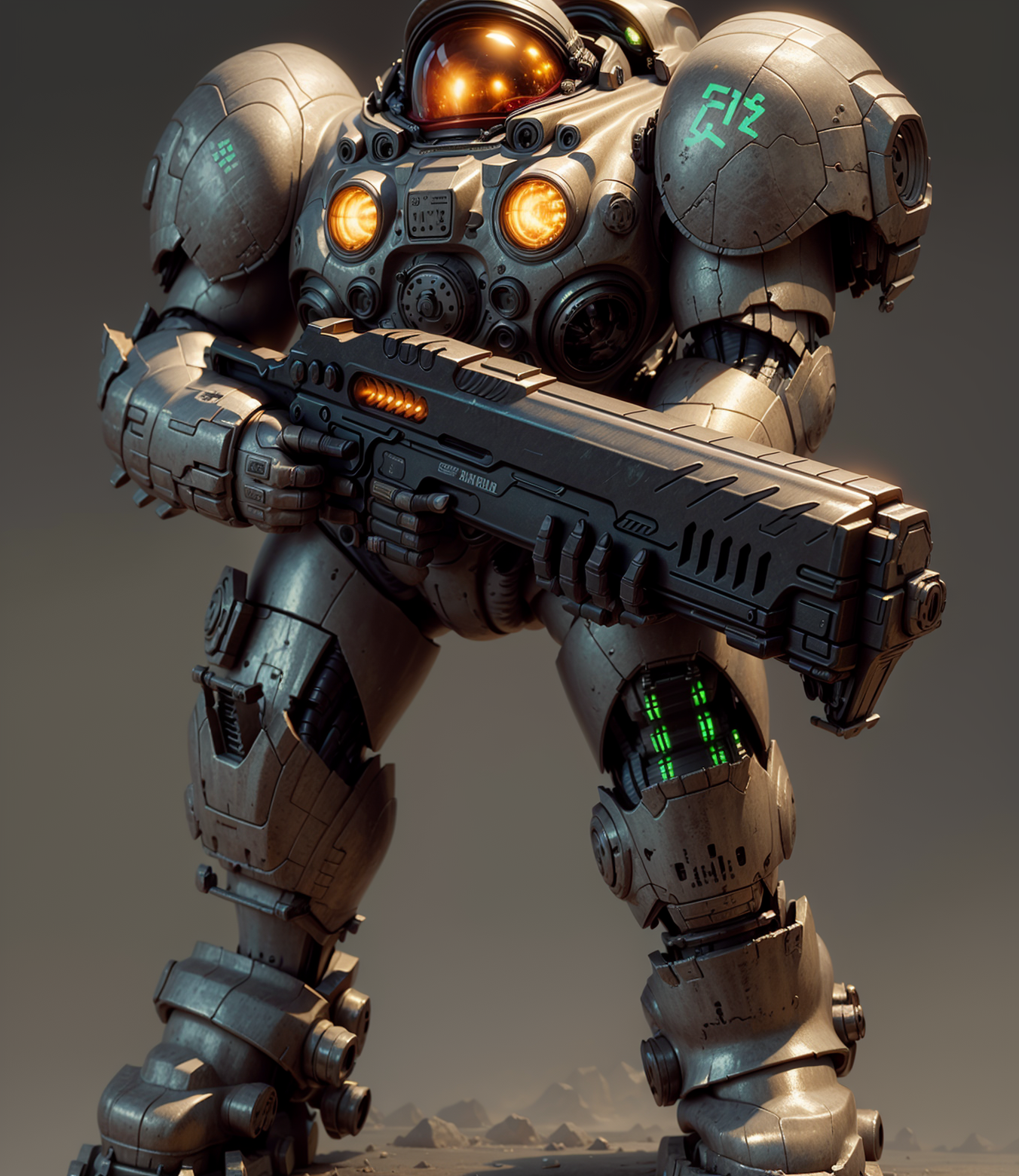 00018-575171488-(masterpiece, best quality, high quality, highres, ultra-detailed),green armor,holding gun,out sapce,glowing,scenery background,.png